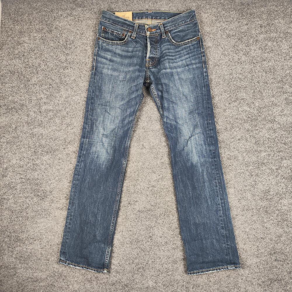 Hollister Jeans Mens 28x30 Blue Medium Wash Slim Straight Distressed Denim Pants